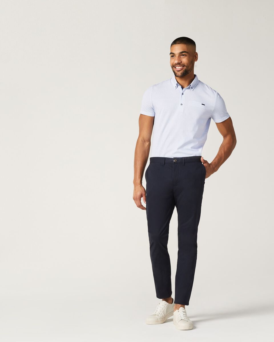 Mens White/Blue Polo Shirt